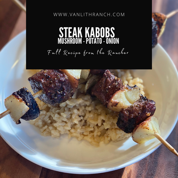 Steak Kabobs with Mushroom, Potato & Onion